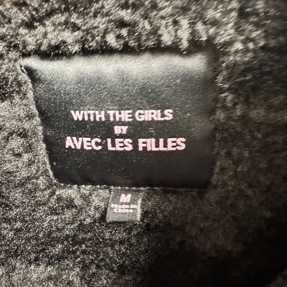 Anthropologie Avec Les Filles Women's Faux Shearling Black Coat Sz M - Picture 5 of 9